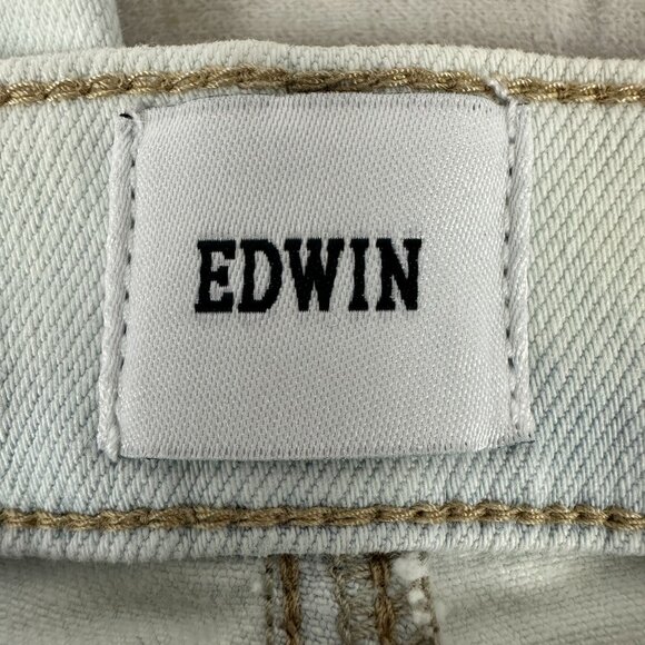 Edwin Bree Crop Slim Straight Jeans Outcast 24 Light Wash Denim Womens Fitted - Picture 4 of 9